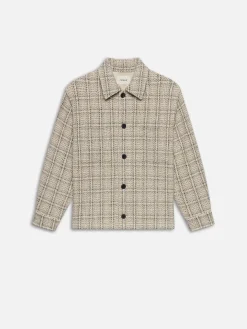 FRAME Flannel Overshirt Jacket in Off White Plaid
