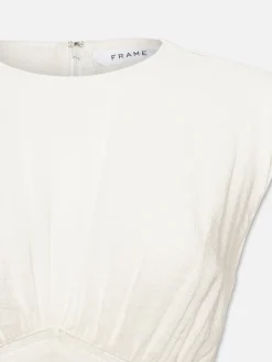 Women FRAME Gathered Seam Lace Inset Dress in