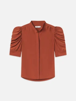 Women FRAME Gillian Top in Deep Rust