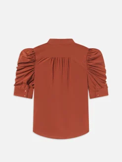 Women FRAME Gillian Top in Deep Rust