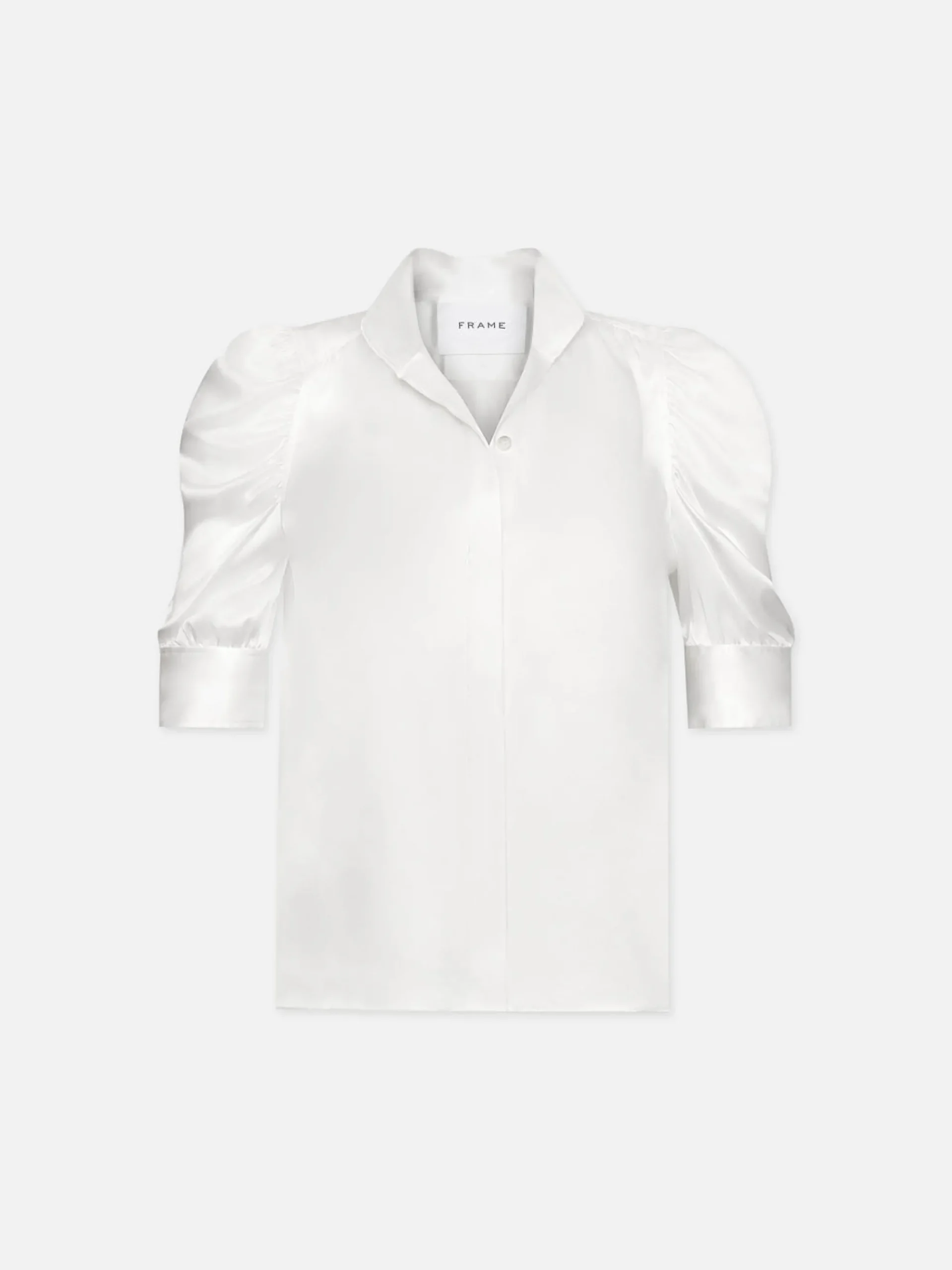 Women FRAME Gillian Top in Glossy Off White