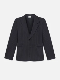 Women FRAME Grandfather Blazer in Navy Multi