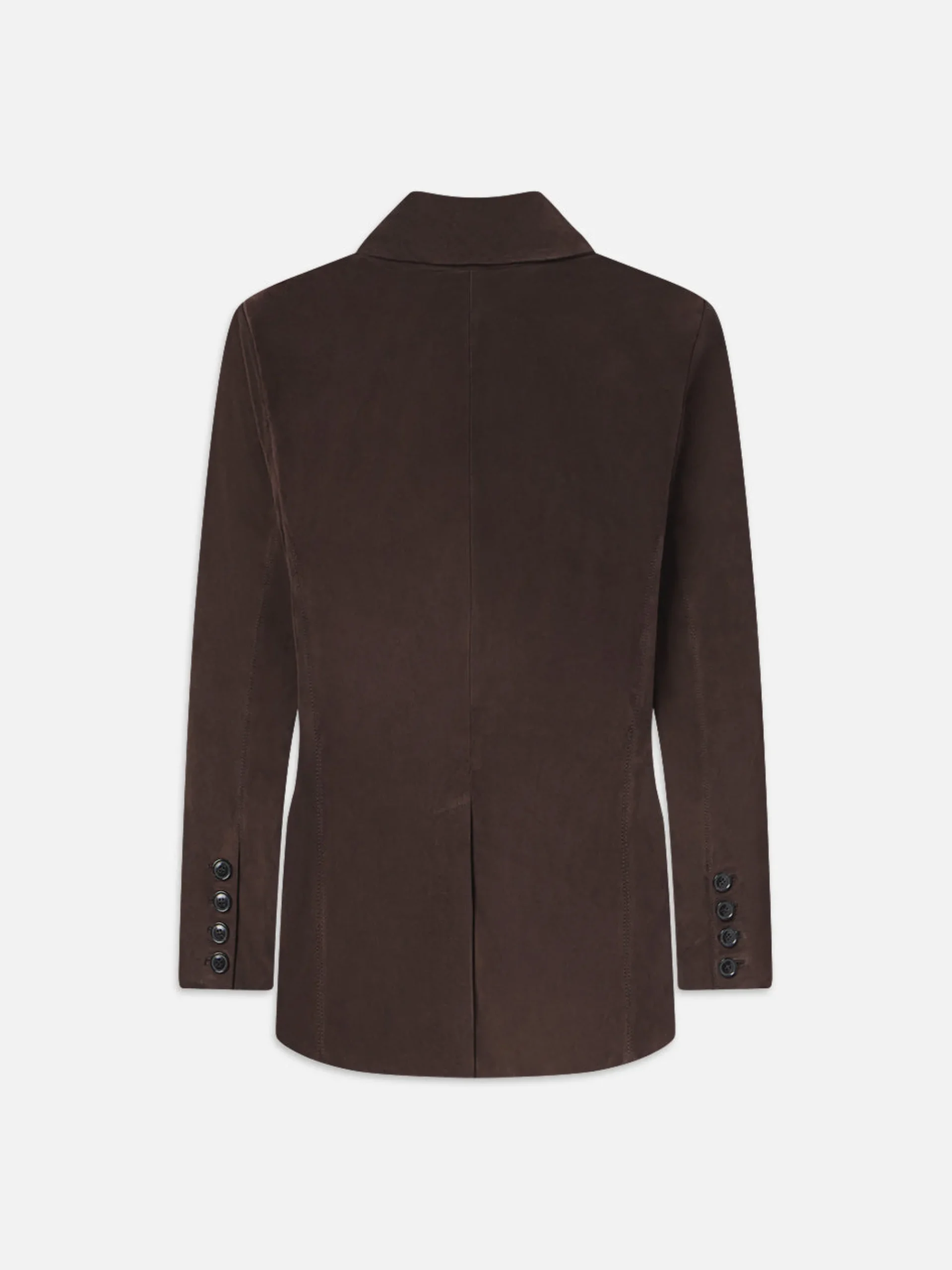 Women FRAME Grandfather Suede Blazer in Chocolate Brown