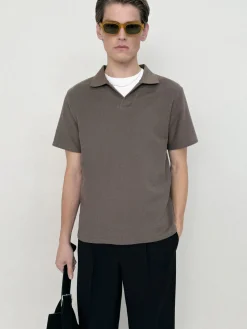 FRAME Jacquard Polo in Soft Mocha