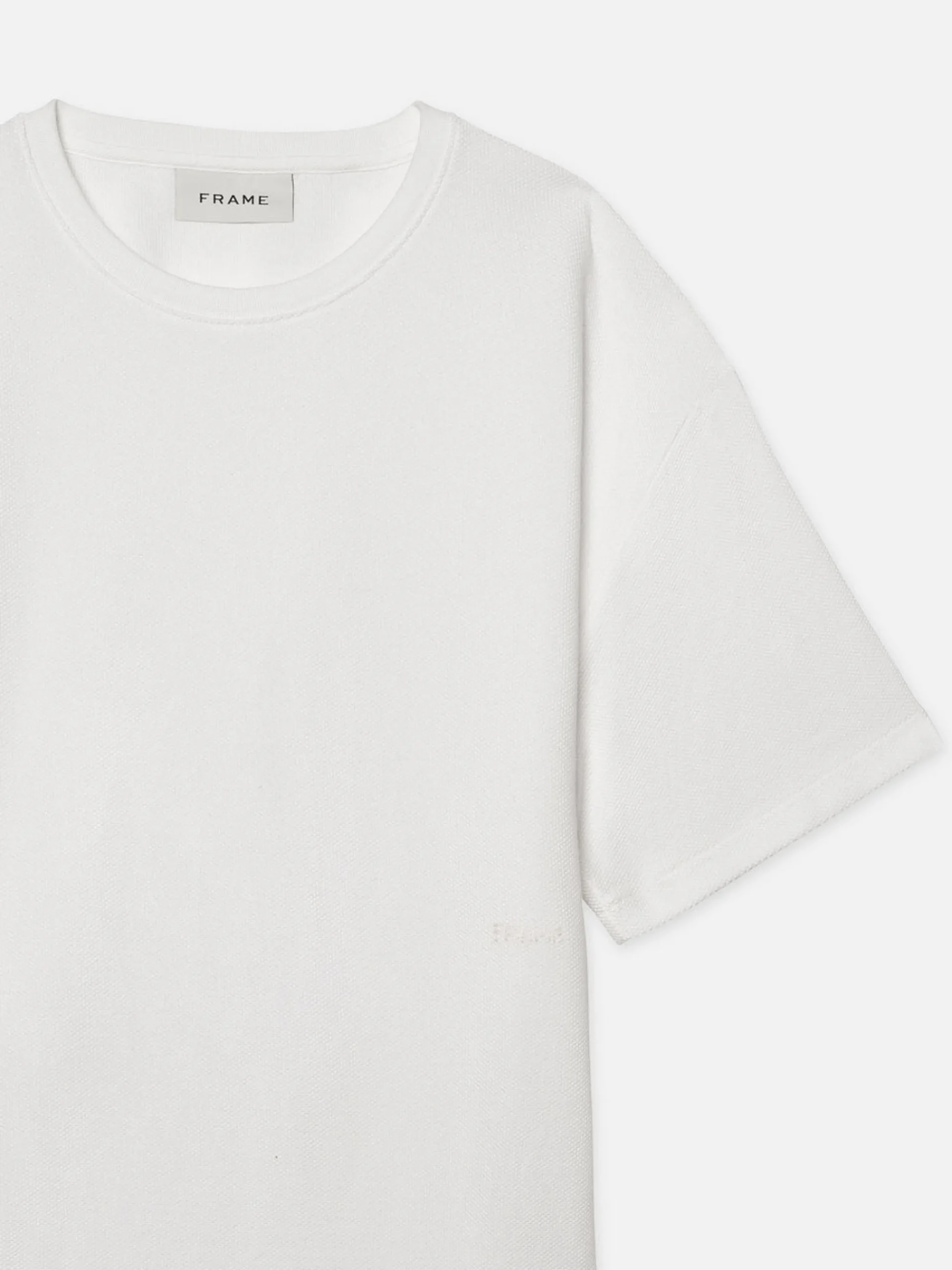 FRAME Jacquard Relaxed Tee in Off White