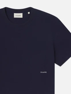 FRAME Jacquard Relaxed Tee in Dark Navy