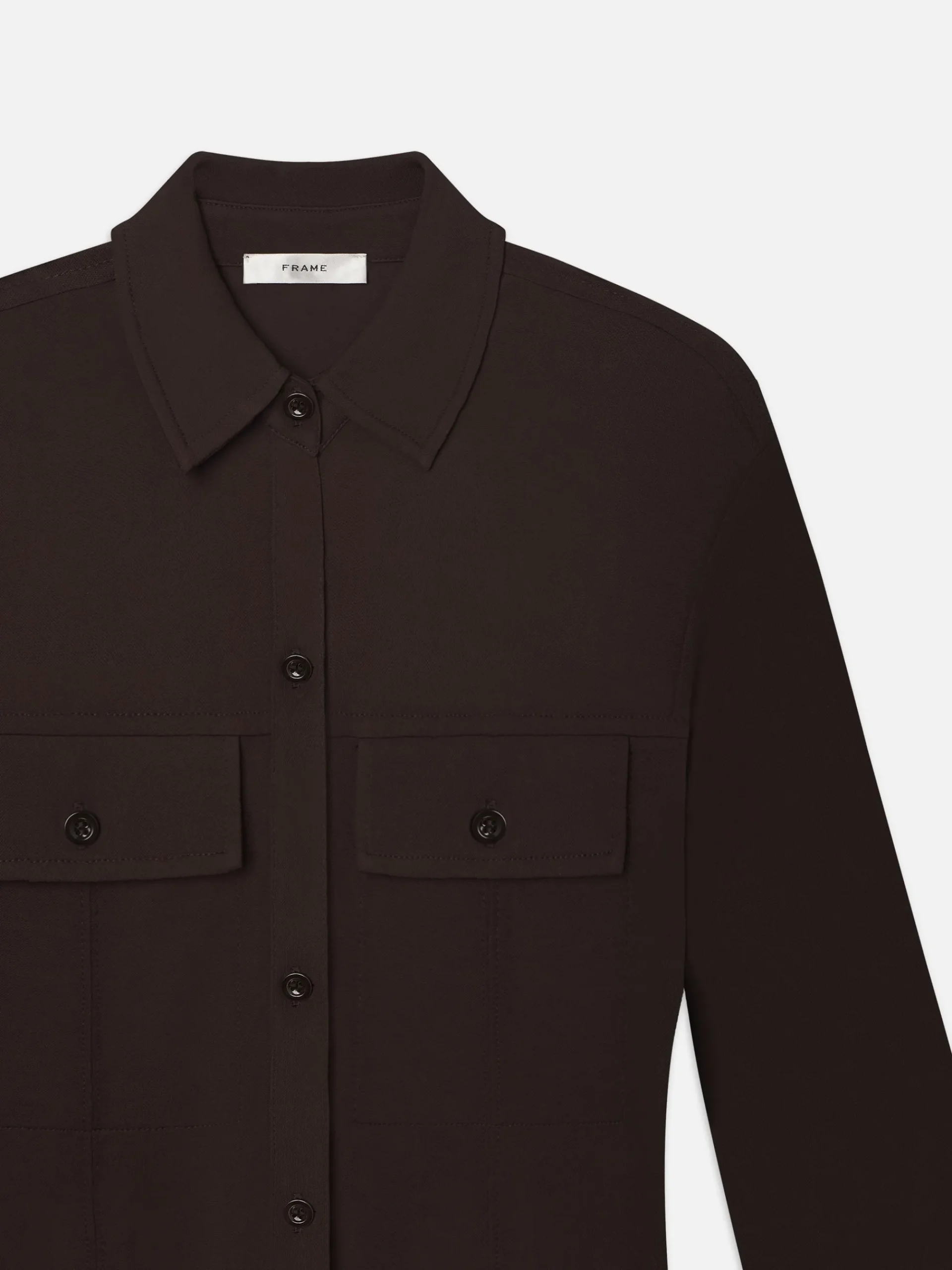 Women FRAME Jersey Button Up Shirt in Chocolate Brown