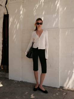 Women FRAME Jetset Capri in Sheen Noir