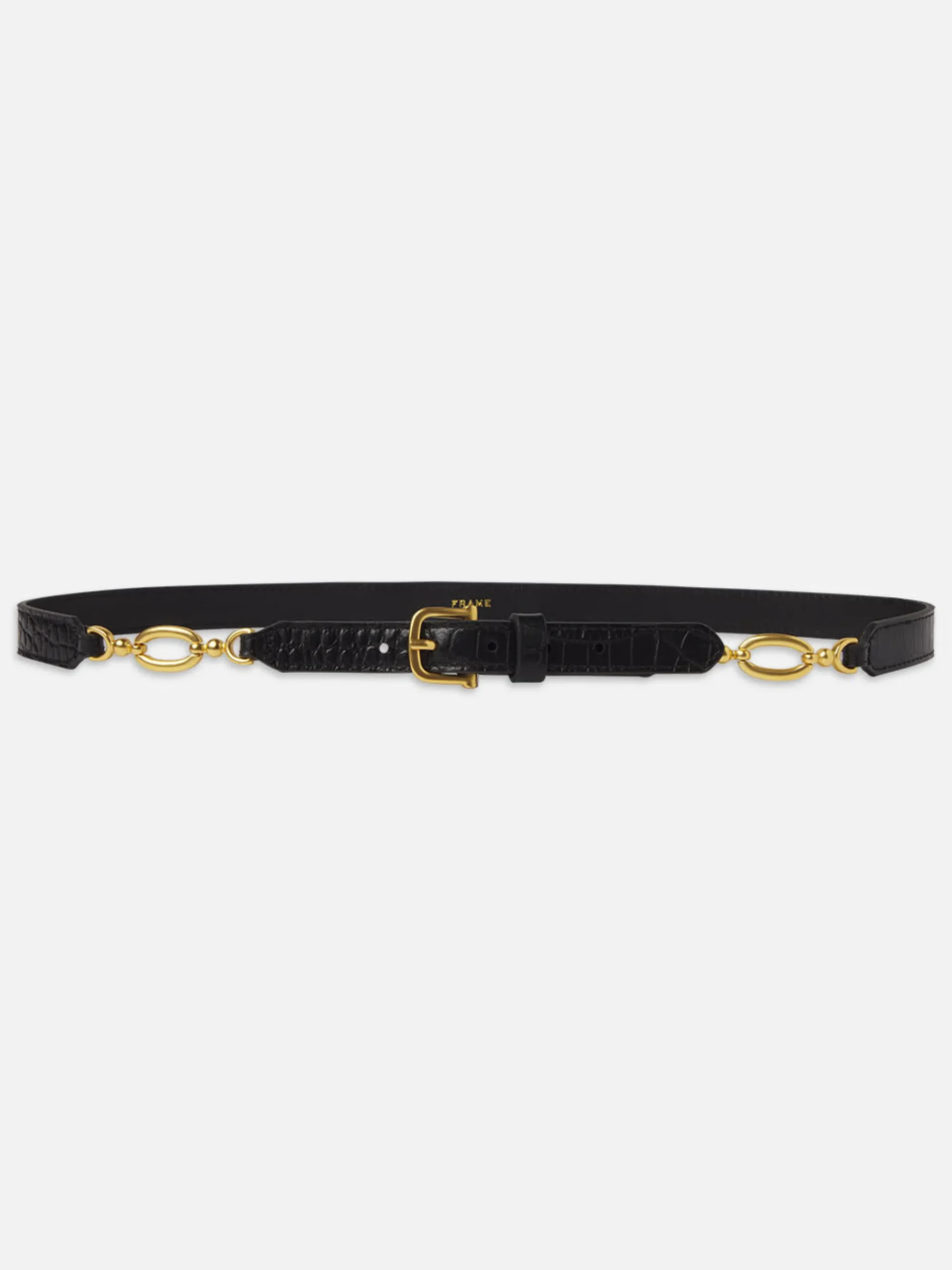 Women FRAME Jewelry Detail Belt in Black Croc