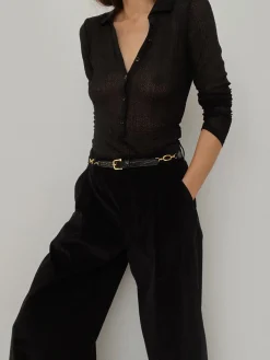 Women FRAME Jewelry Detail Belt in Black Croc