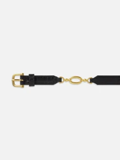 Women FRAME Jewelry Detail Belt in Black Croc
