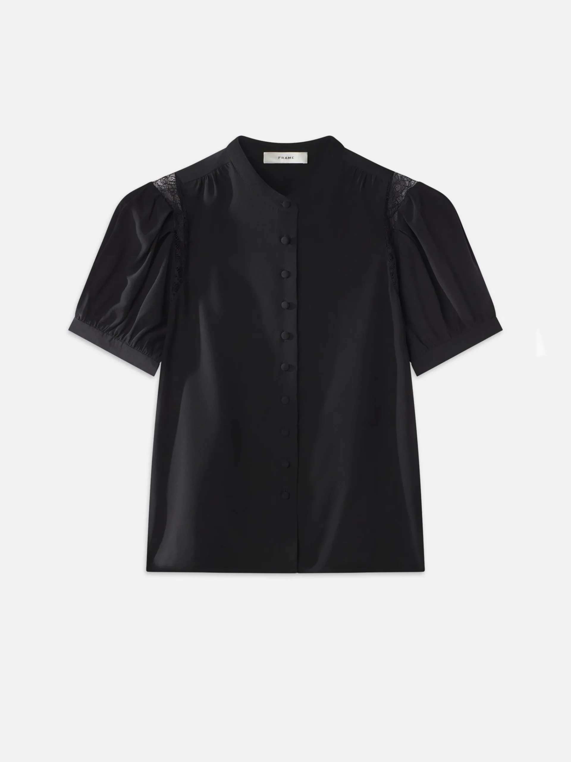 Women FRAME Lace Shoulder Inset Blouse in