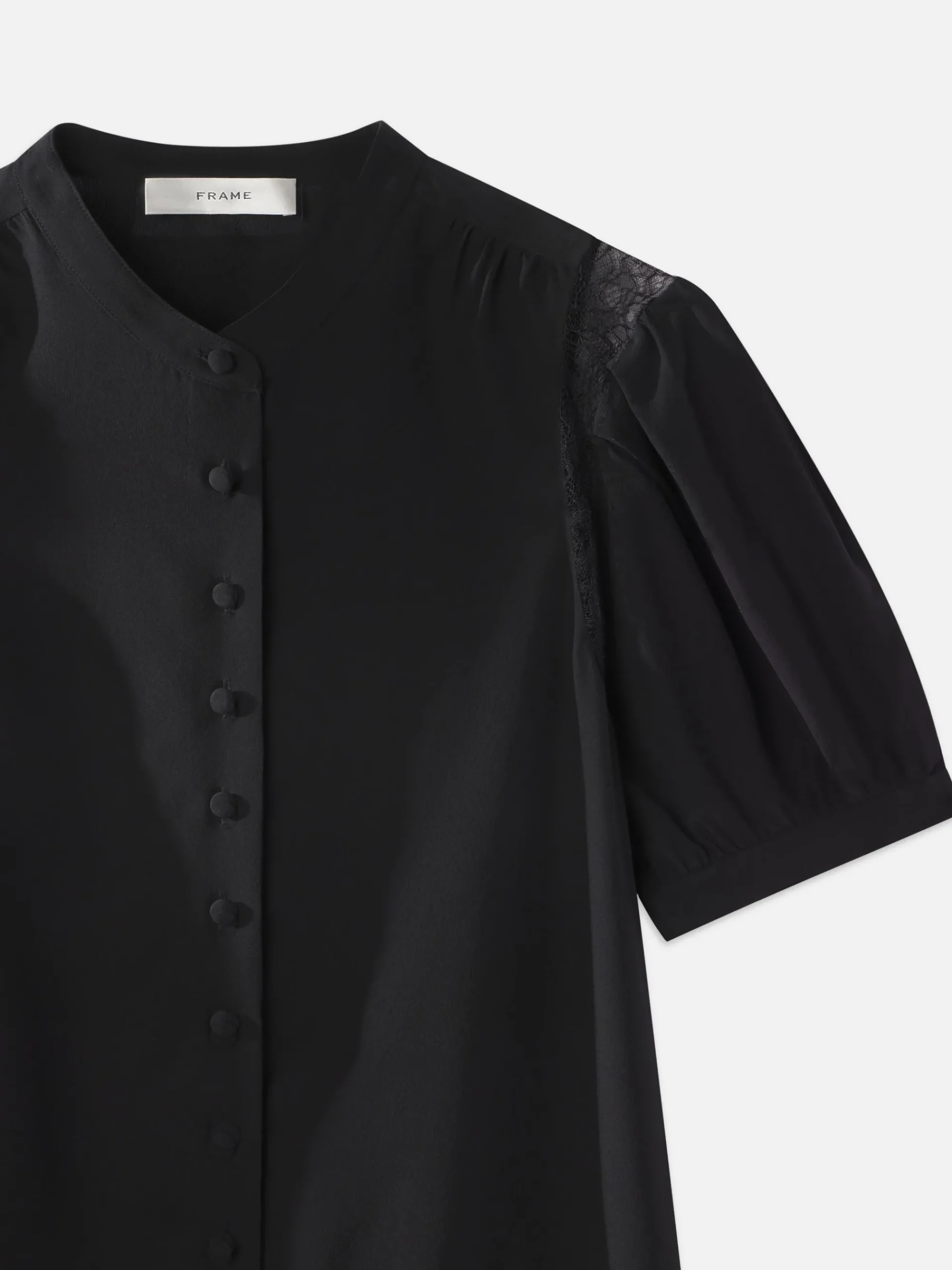 Women FRAME Lace Shoulder Inset Blouse in