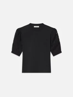Women FRAME Lace Sleeve Frankie Tee in