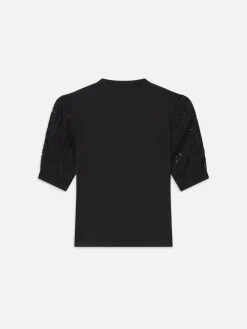 Women FRAME Lace Sleeve Frankie Tee in