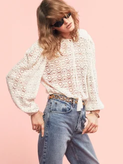 Women FRAME Lace Tassel Popover in