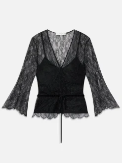 Women FRAME Lace V-Neck Blouse in