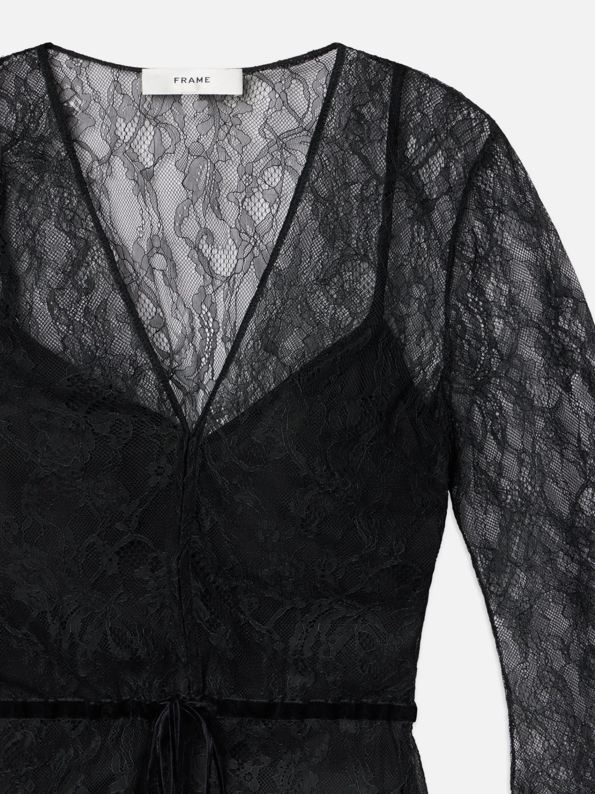 Women FRAME Lace V-Neck Blouse in