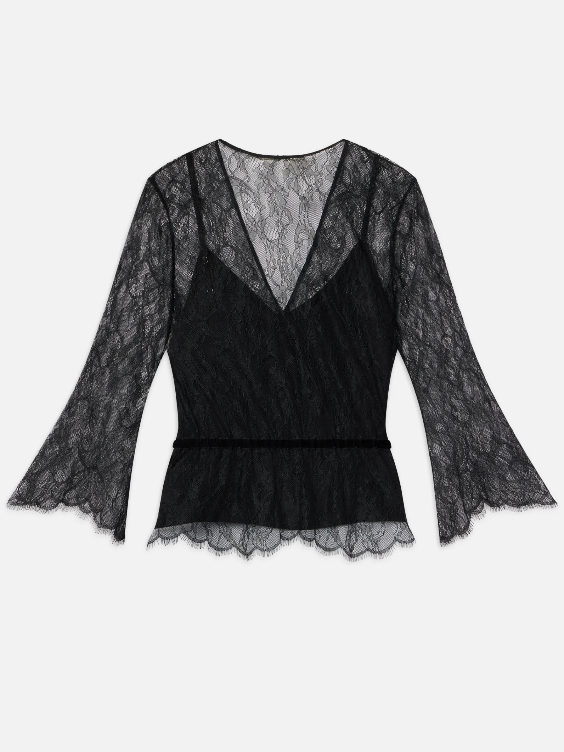 Women FRAME Lace V-Neck Blouse in