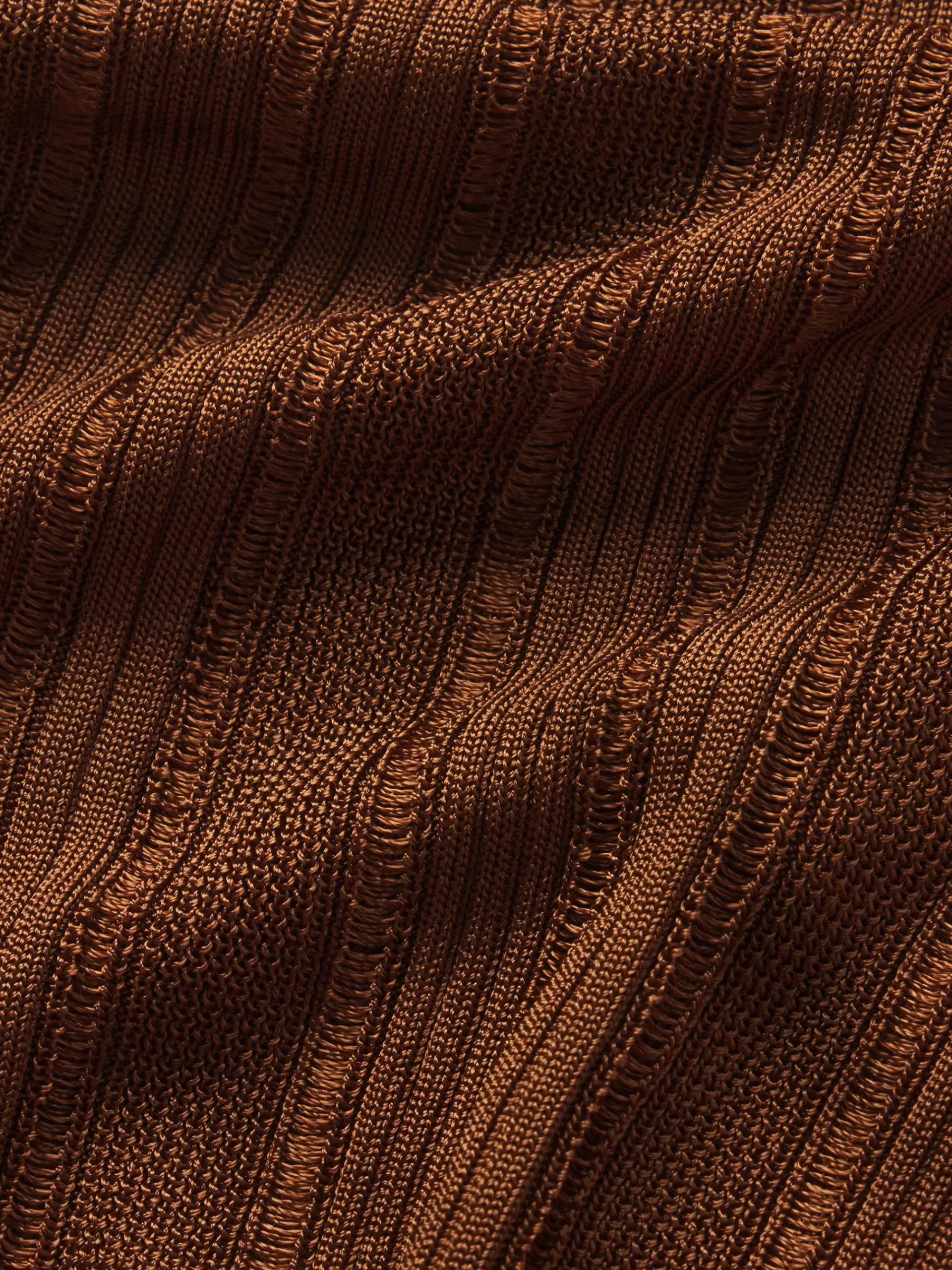 Women FRAME Laddered Rib Polo in Light Camel