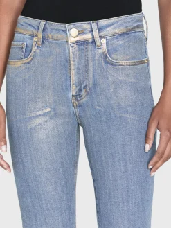 Women FRAME Le Crop Mini Boot in Gold Hologram