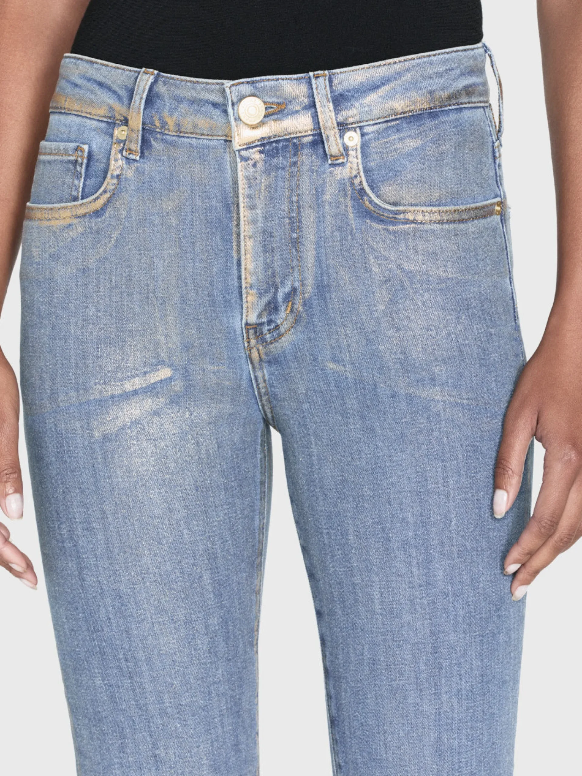 Women FRAME Le Crop Mini Boot in Gold Hologram