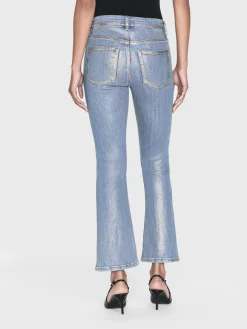 Women FRAME Le Crop Mini Boot in Gold Hologram