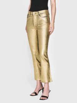 Women FRAME Le Crop Mini Boot in Gold Chrome