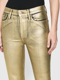 Women FRAME Le Crop Mini Boot in Gold Chrome