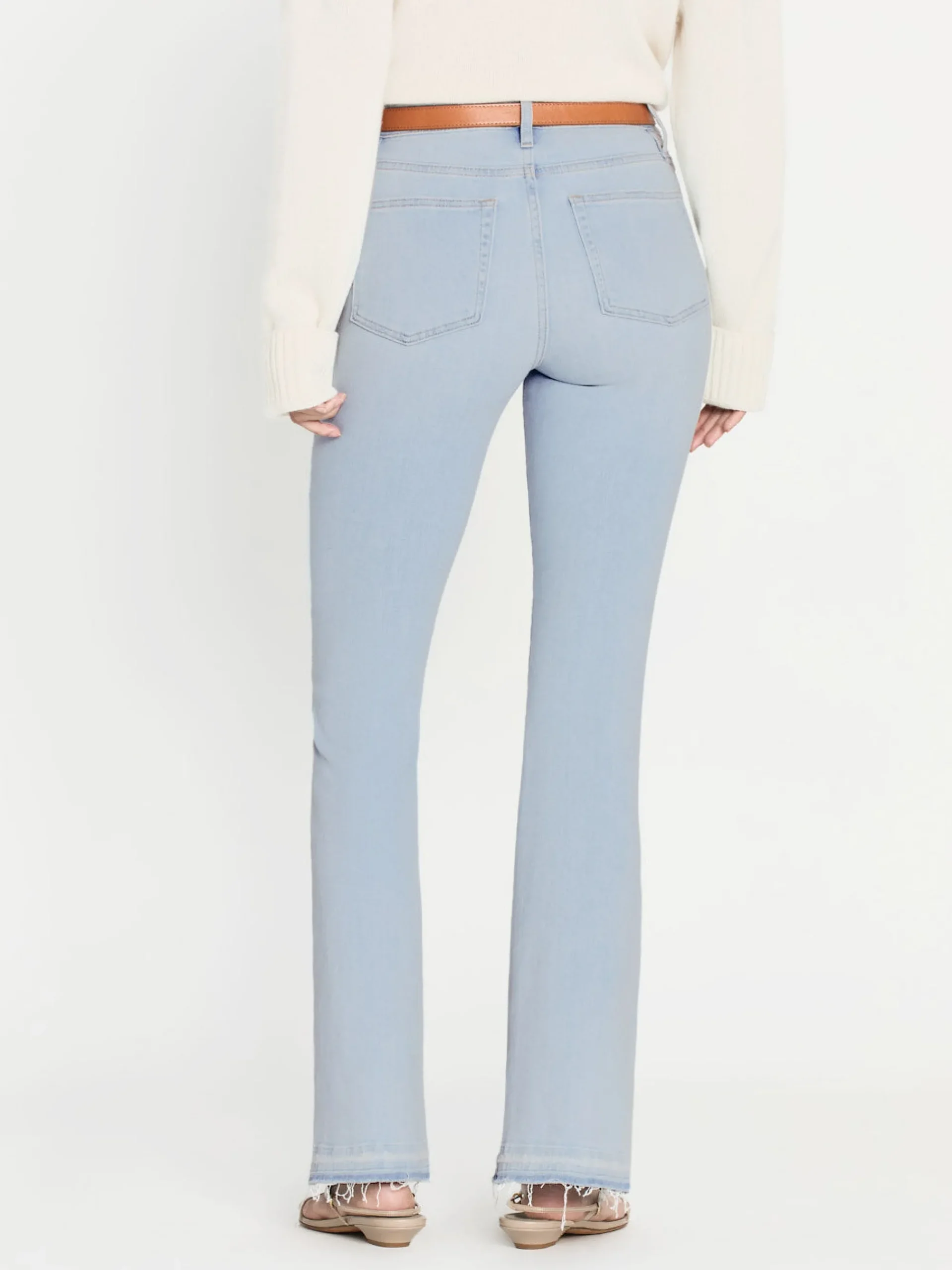 Women FRAME Le Easy Flare Released Fray Side Slit in