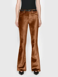 Women FRAME Le High Flare Velvet in Bronze Velvet