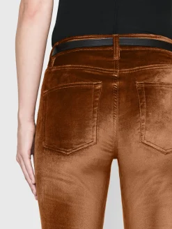 Women FRAME Le High Flare Velvet in Bronze Velvet