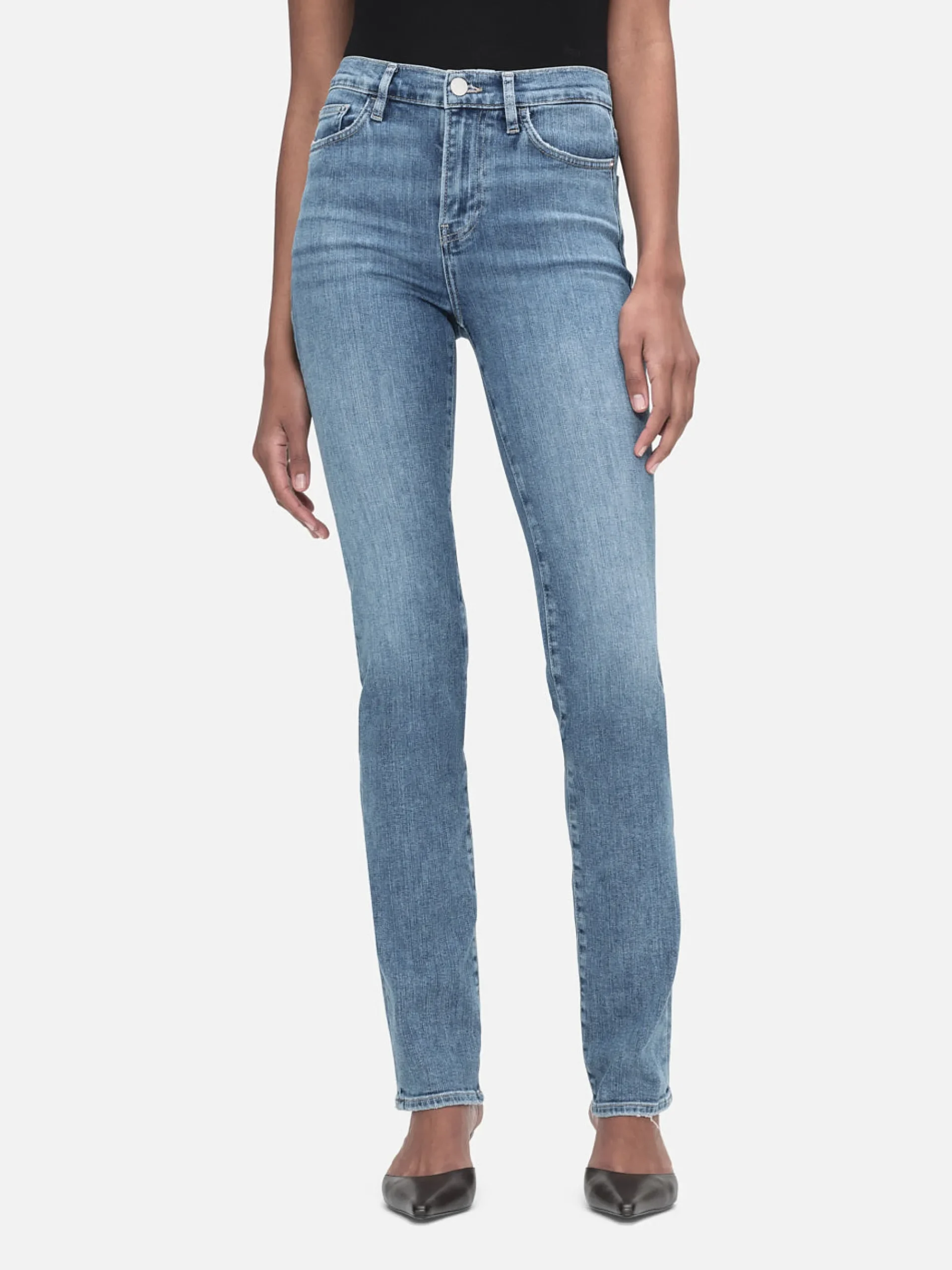 Women FRAME Le High Straight Long in Daphne Blue