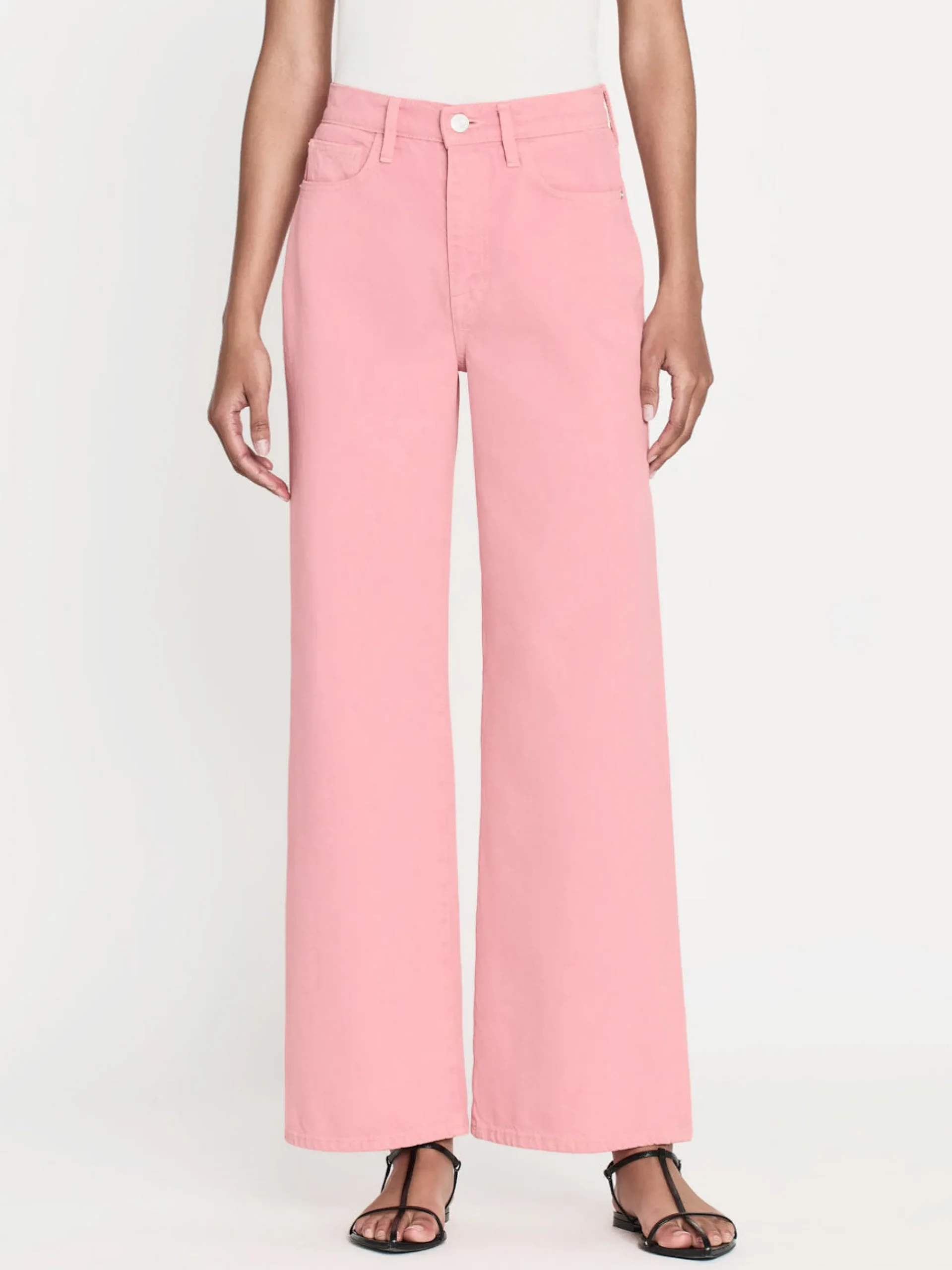 Women FRAME Le Jane Wide Crop in Washed Dusty Pink