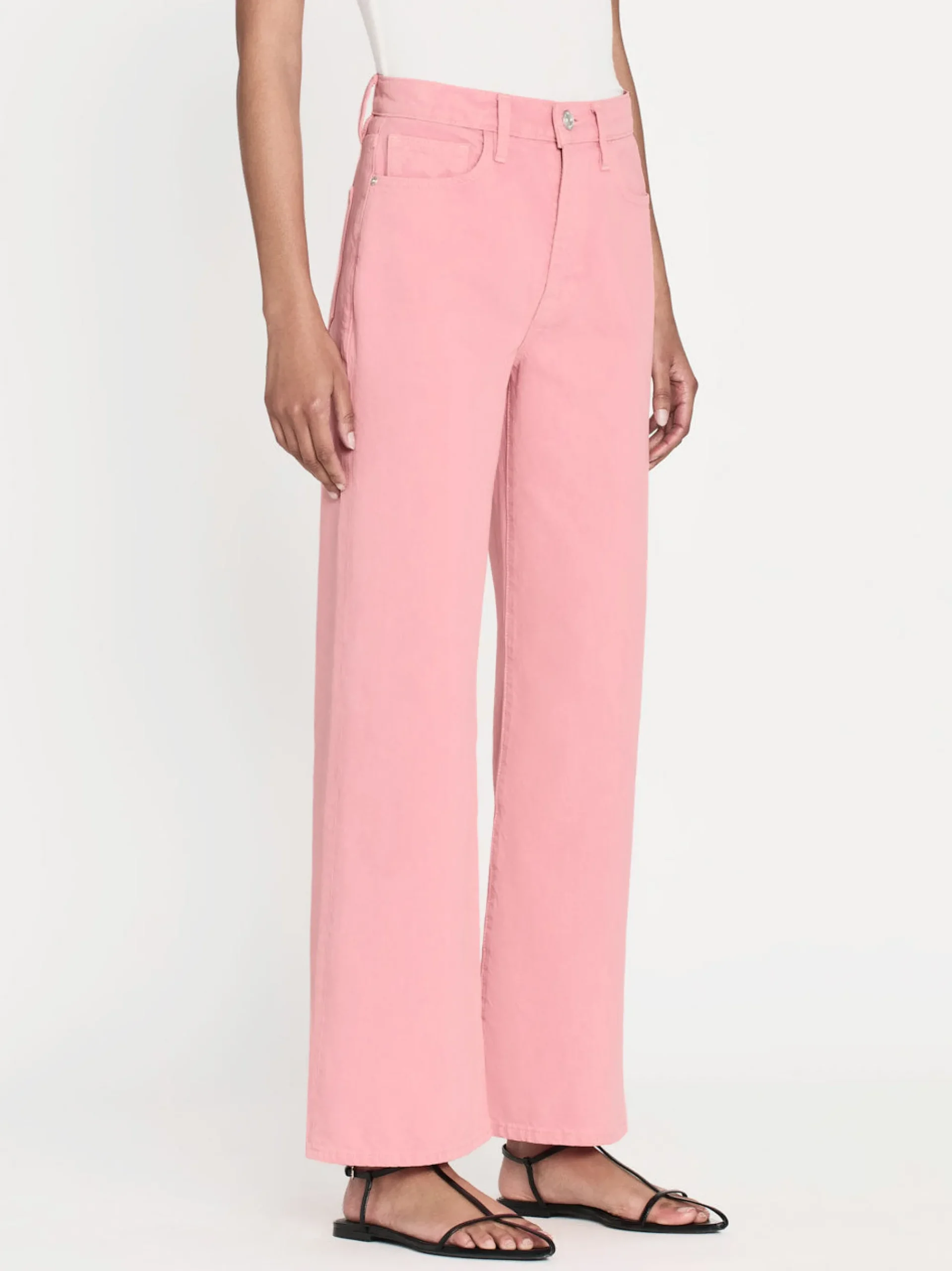 Women FRAME Le Jane Wide Crop in Washed Dusty Pink