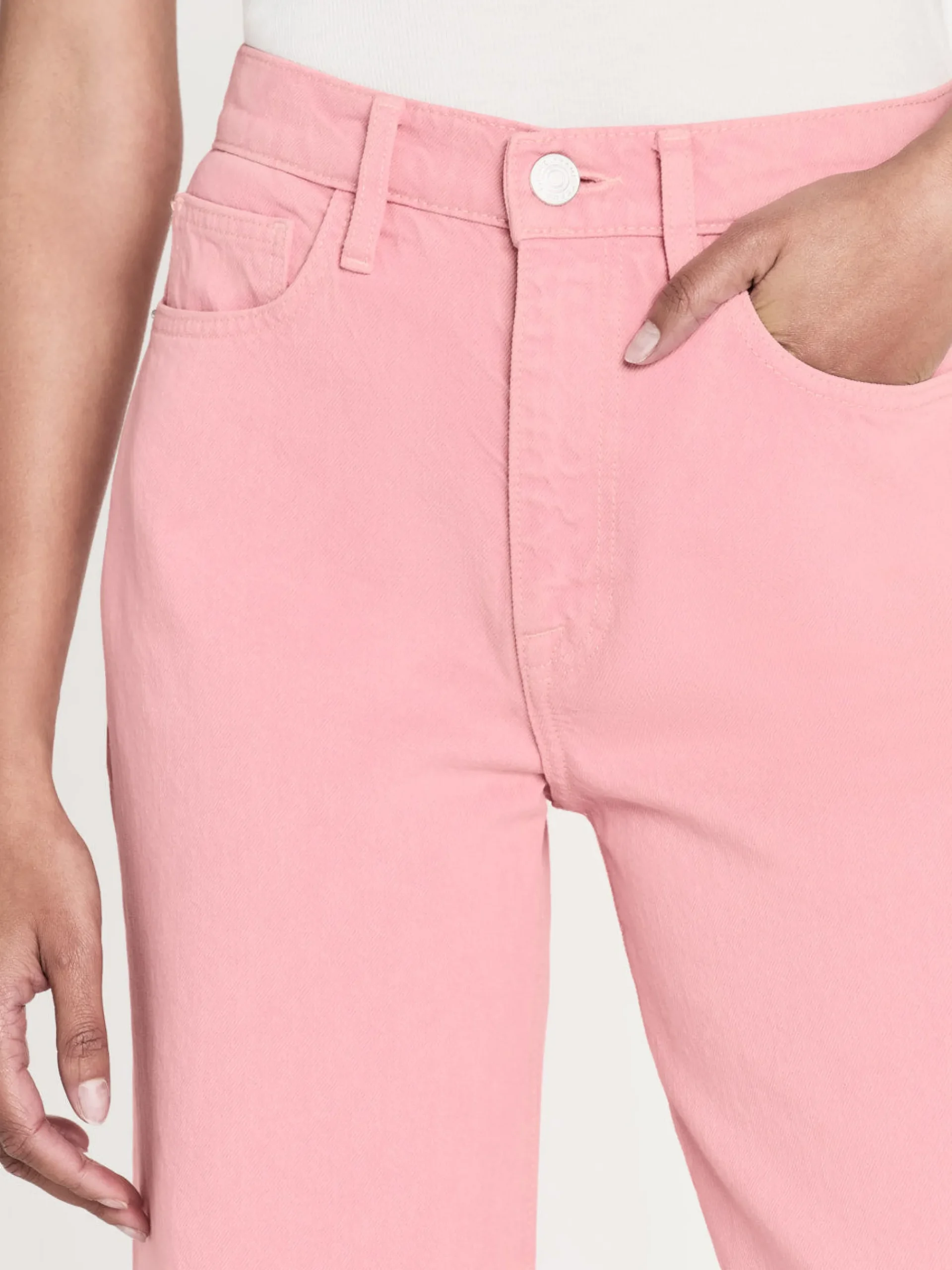 Women FRAME Le Jane Wide Crop in Washed Dusty Pink