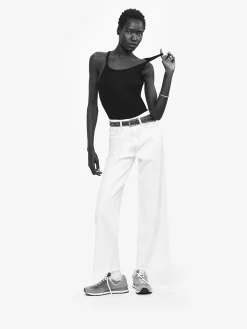 Women FRAME Le Jane Wide Crop Raw Fray in Au Natural Clean