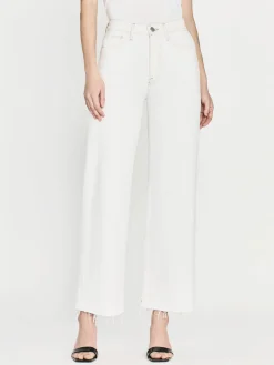 Women FRAME Le Jane Wide Crop Raw Fray in Au Natural Clean