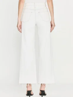 Women FRAME Le Jane Wide Crop Raw Fray in Au Natural Clean