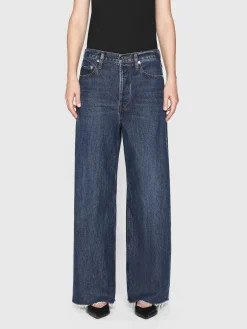 Women FRAME Le Low Baggy Wide Leg in Blindspot Raw Fray