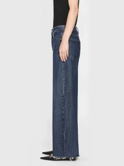 Women FRAME Le Low Baggy Wide Leg in Blindspot Raw Fray