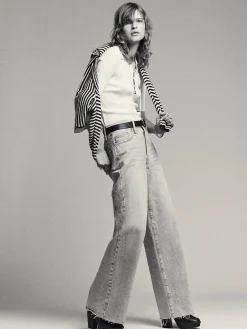 Women FRAME Le Low Baggy Wide Leg in Fizz Indigo