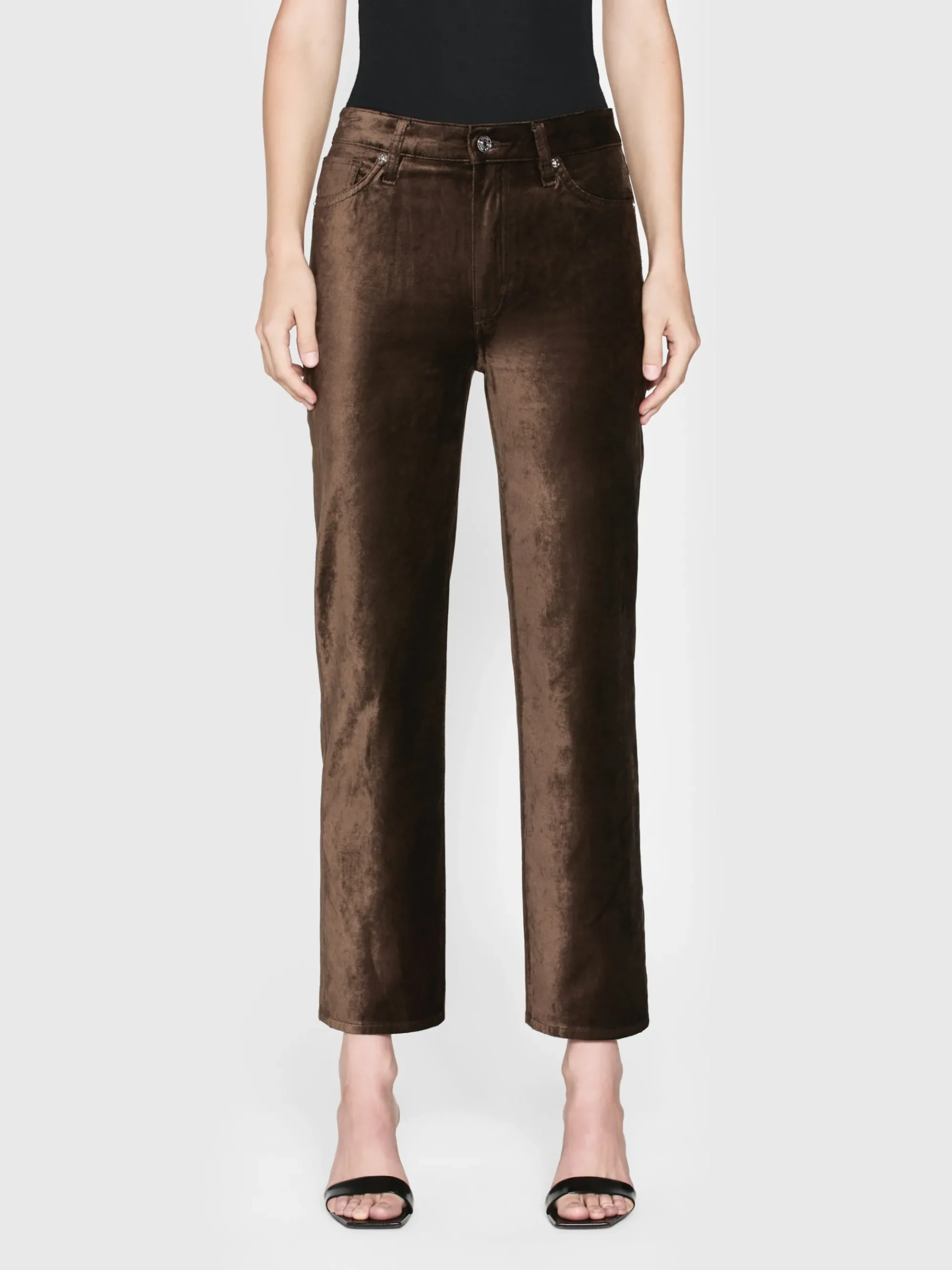 Women FRAME Le Sleek Straight Velveteen in Peppercorn Velvet