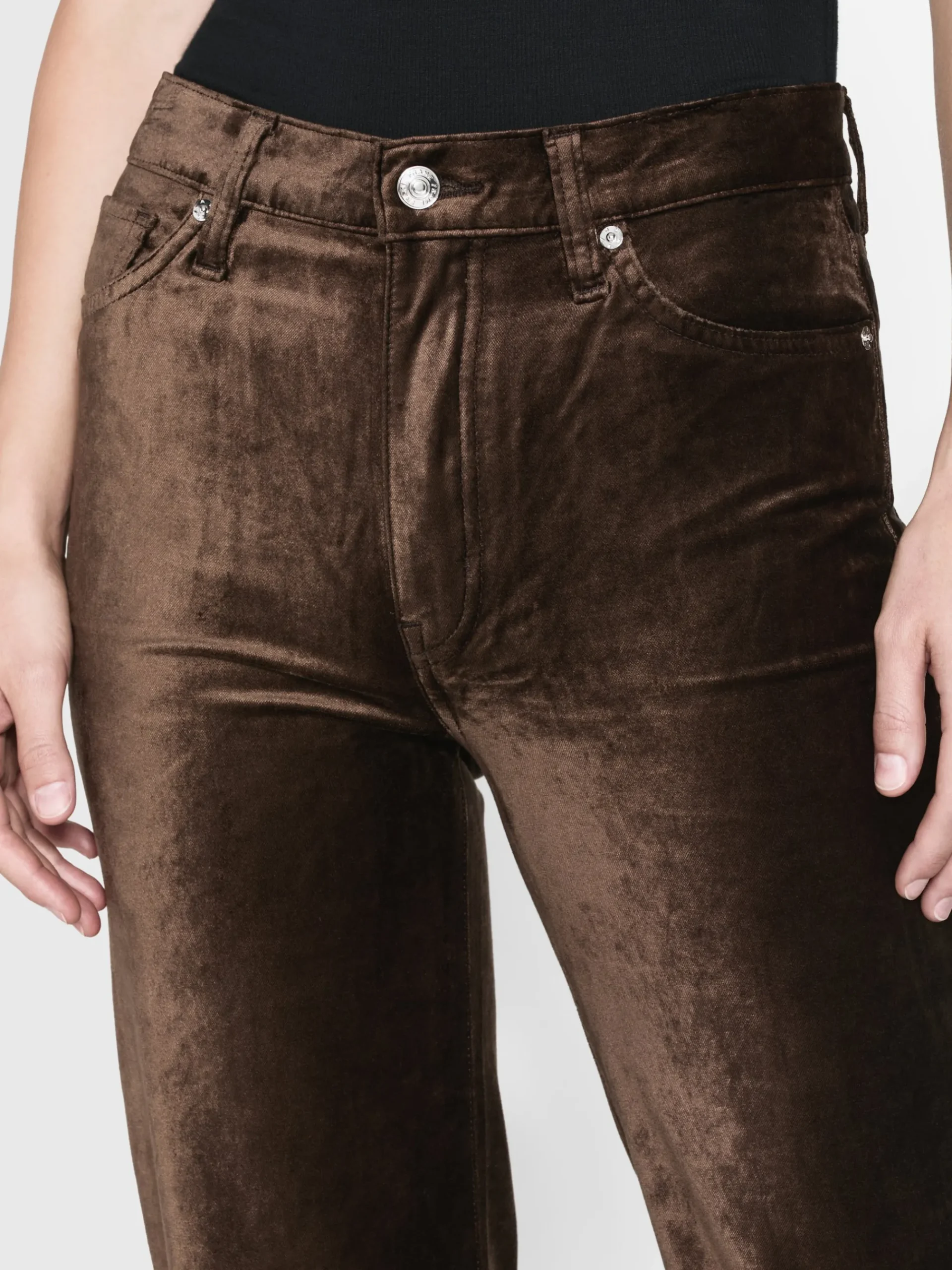 Women FRAME Le Sleek Straight Velveteen in Peppercorn Velvet