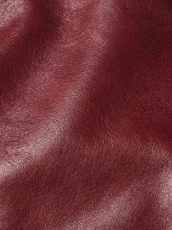 Women FRAME Leather Button Front Jacket in Syrah Red