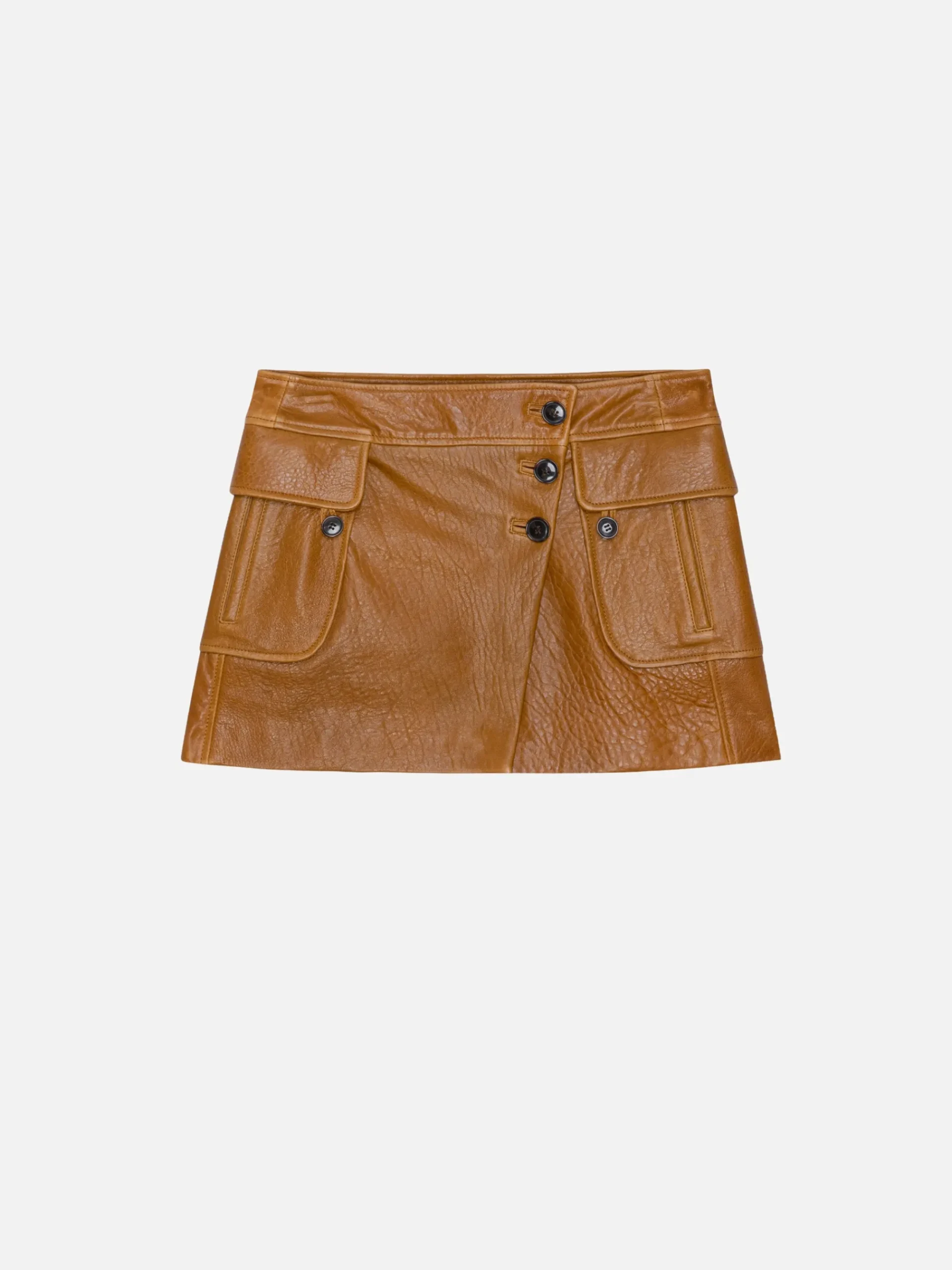 Women FRAME Leather Cargo Mini Skirt in