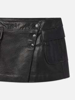 Women FRAME Leather Cargo Mini Skirt in