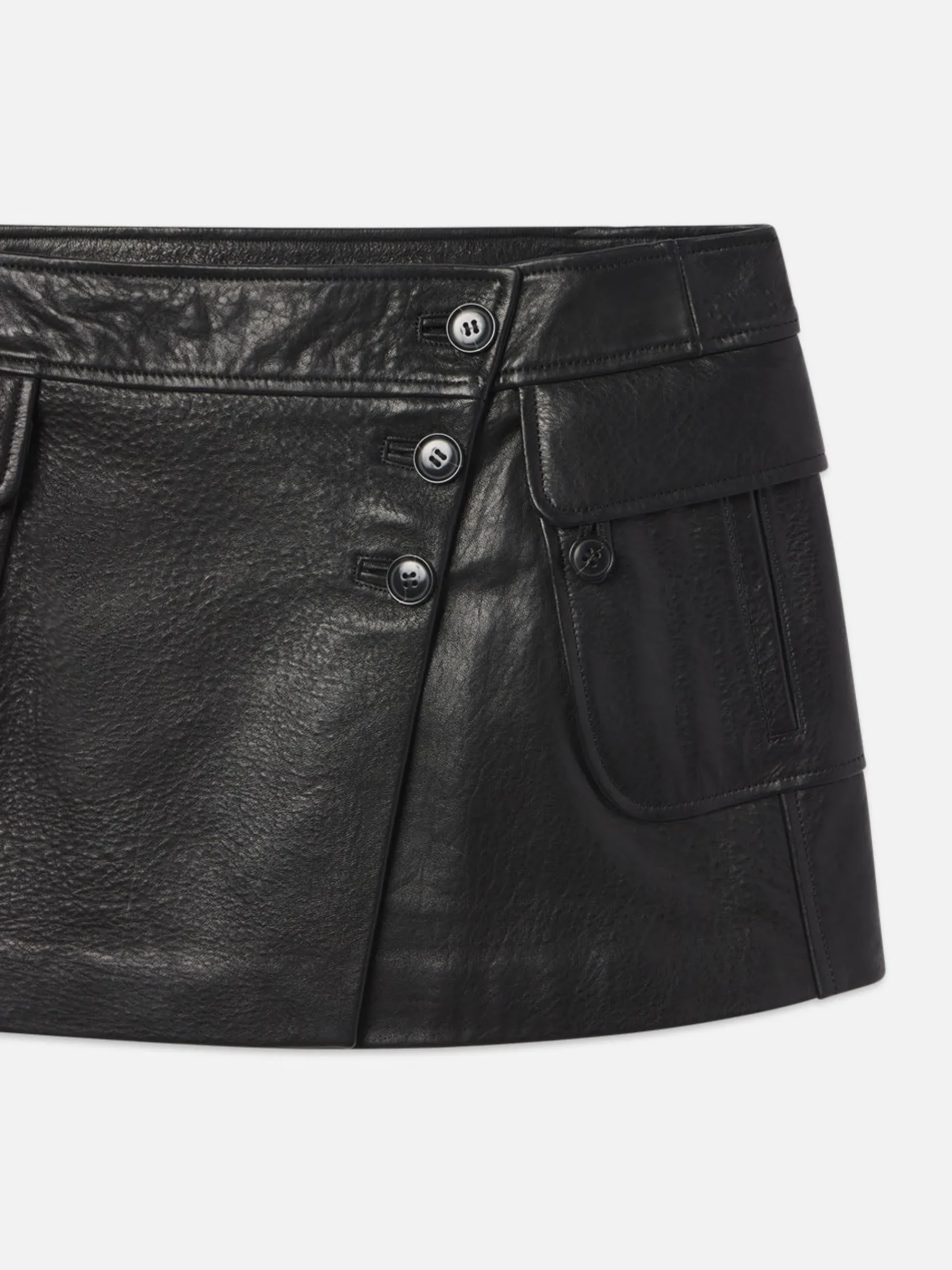 Women FRAME Leather Cargo Mini Skirt in