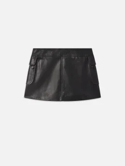 Women FRAME Leather Cargo Mini Skirt in