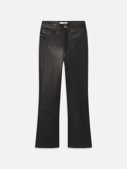 Women FRAME Leather Le Crop Mini Boot in Washed Black